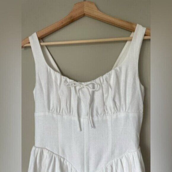 NEW Reformation Balia Linen Sleeveless Midi Dress in White | US 0 UK 4 - Picture 10 of 14